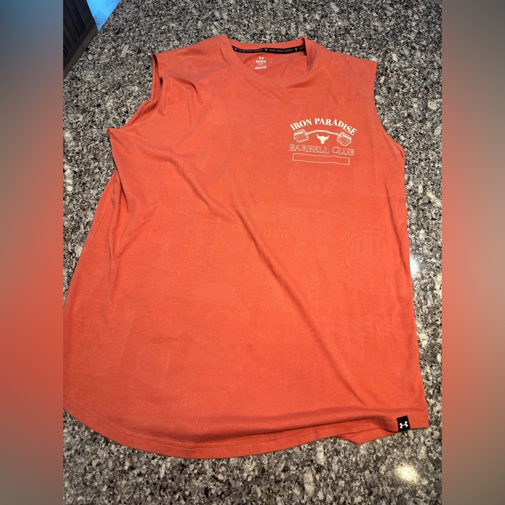 Under Armour LARGE (loose fit), Sleeveless Tee Project Rock, coral